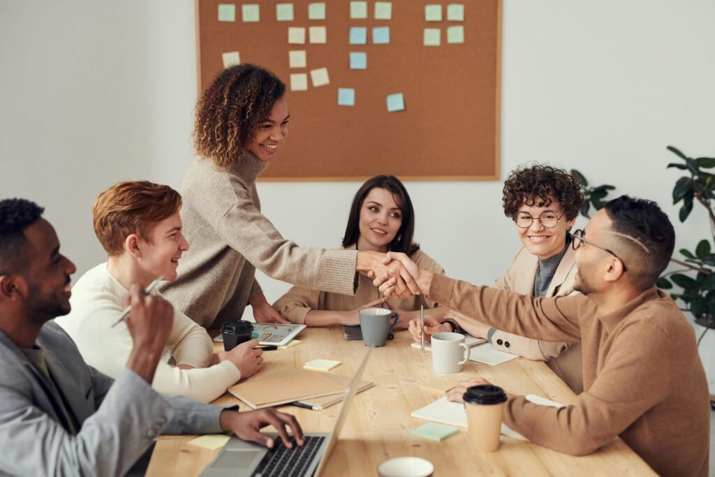 Team meeting discussing investing for retirement
