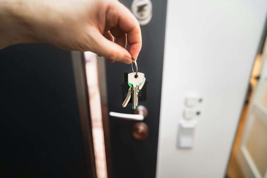 Front door of a home bought with a low down payment