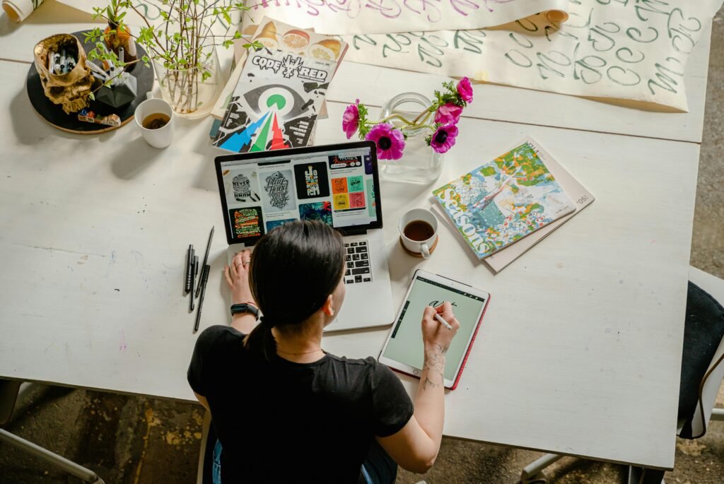 Laptop workspace for one of the best side hustles 2026
