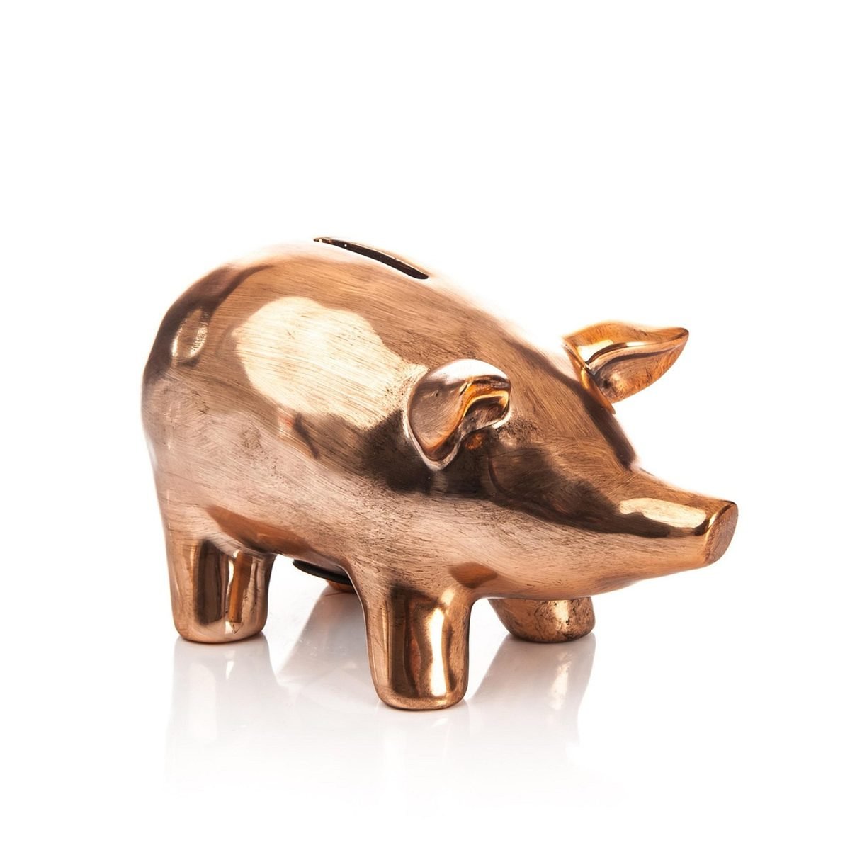 Copper piggy bank for regular savings that earn compound interest