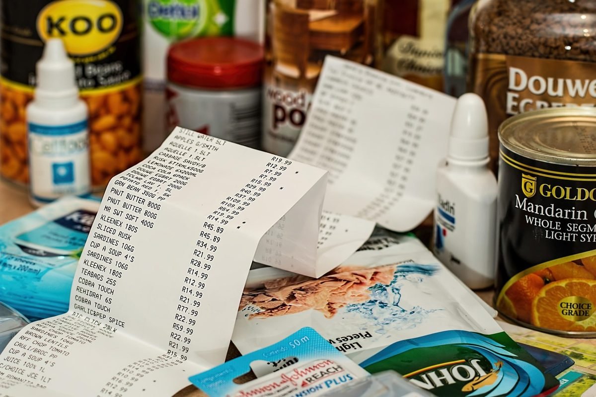 Grocery receipts showing real spending data for a budget