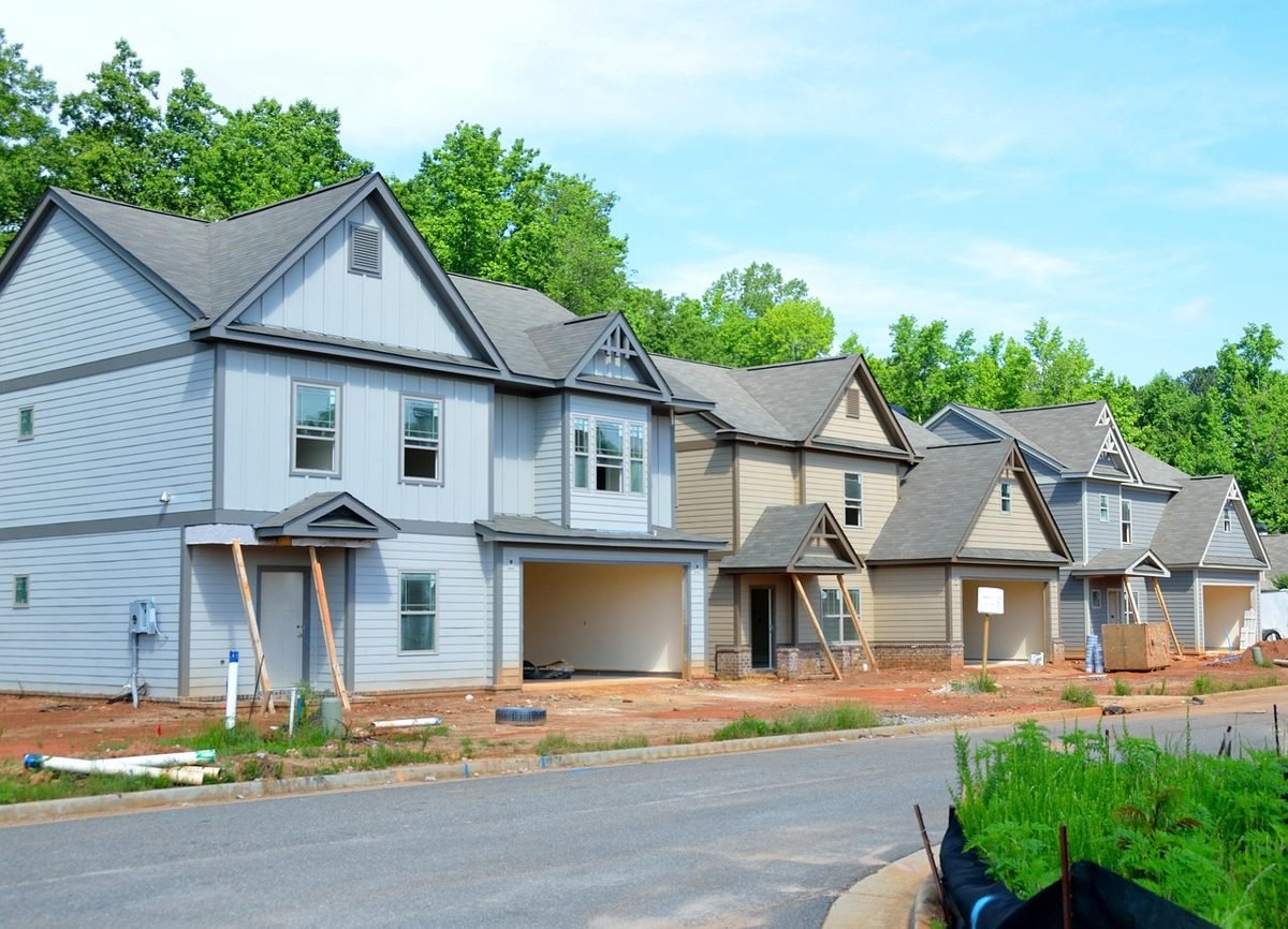 Row of new homes affordable with a low down payment