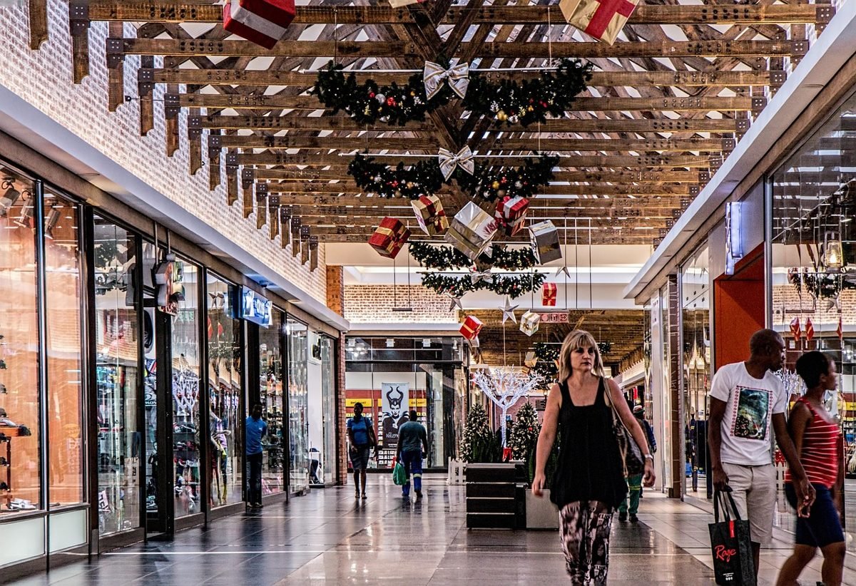 Shopping mall walkway where it is hard to stop impulse buying