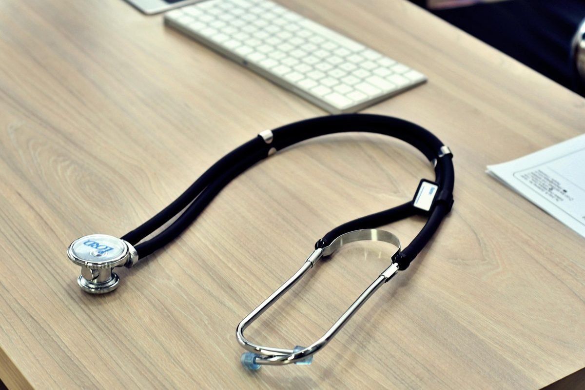 Stethoscope on a desk representing long-term disability insurance